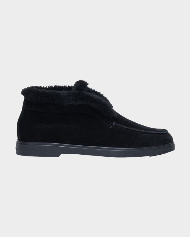 Fortune Shearling Suede Loafer Booties